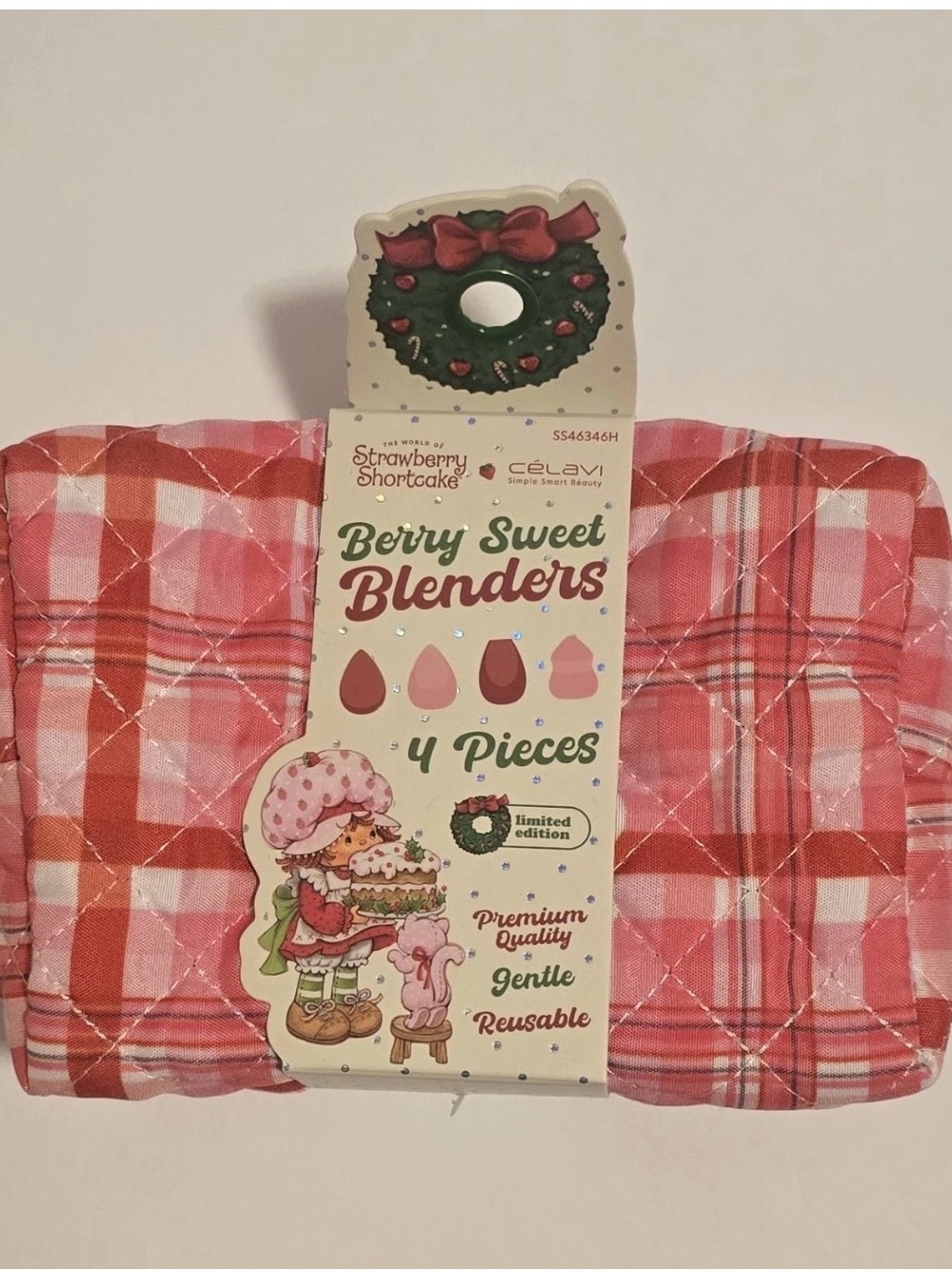 Strawberry Shortcake Berry Sweet 4  Blenders - Pink Plaid pouch Set